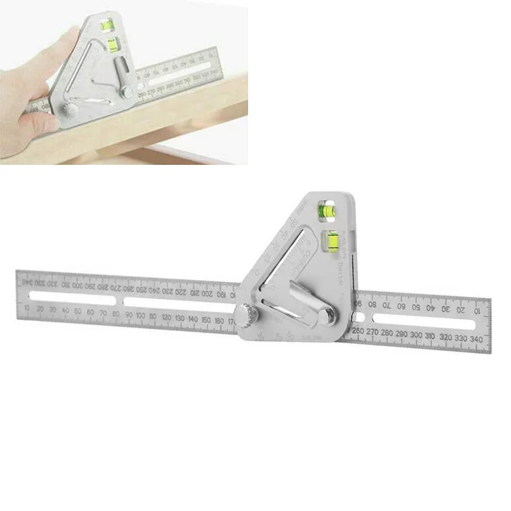 

Triangle Angle Ruler Level Protractor Aluminum Alloy High Accuracy Woodworking Carpentry Measuring Tool Instrume Multifunctional