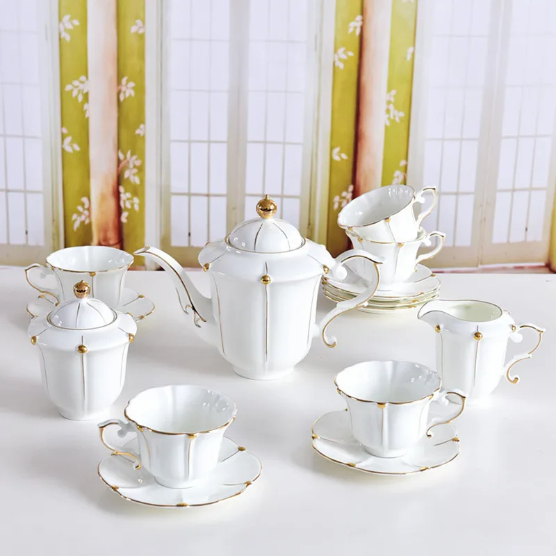 Tea Set Tearware Bone China Teapot Teacups Saucers Creamer Sugar Bowl Teacup & Saucer British Afternoon Cups | Дом и сад