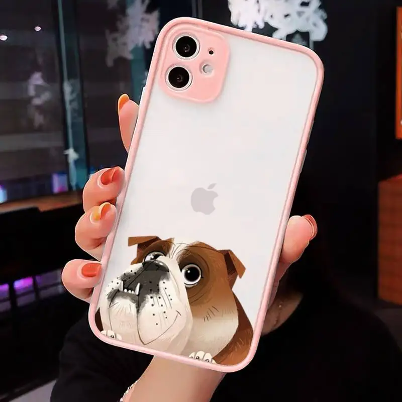 

French Bull dog cute funny cartoon lovely Phone Case Matte Transparent for iPhone 7 8 11 12 s mini pro X XS XR MAX Plus cover