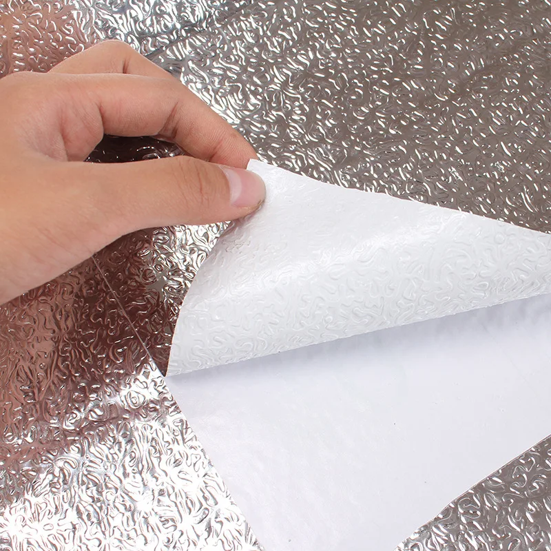 kitchen wall oil proof aluminum foil stickers self adhesive croppable wallpaper wall sticker kitchen supplies for cabinet sewer free global shipping