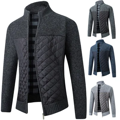 

version trend sweater Men's Korean in autumn, handsome personality, velvet and thicker cardigan sweater coat trend