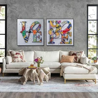 graffiti pop art i love you letters canvas painting wall street personality posters and prints pictures wall home decor cuadros
