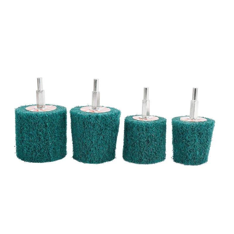 

7PCS Non Woven Abrasive Buffing Wheels Drill Attachment Set Green Scouring Pads Wheel with 1/4inch Shank for Polishing