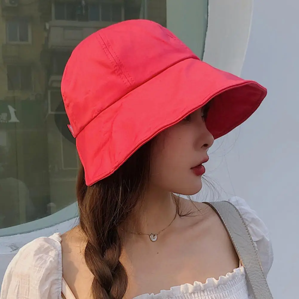 

Hat Solid Colors Foldable Women Short Back Brim Fisherman Hat for Beach