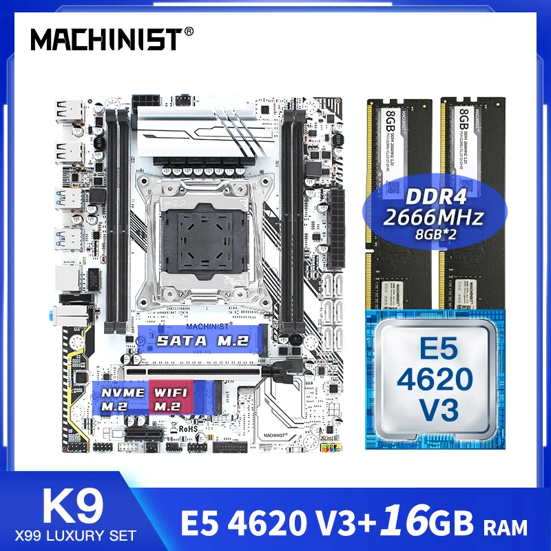 Online MASCHINIST X99 Desktop Motherboard LGA2011-3 Turbo Combo Mit Xeon E5 4620 V3 CPU 16GB 2*8GB DDR4 Desktop RAM Server Board X99-K9