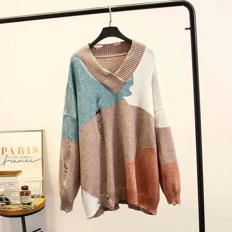 Повседневные незаменимые свитера размера плюс осень 2019 женские модные свободные