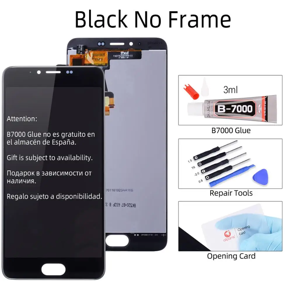 Дисплей для MEIZU M5 M611H LCD в сборе с тачскрином на рамке 5.2'' черный белый - Цвет: No Frame Black