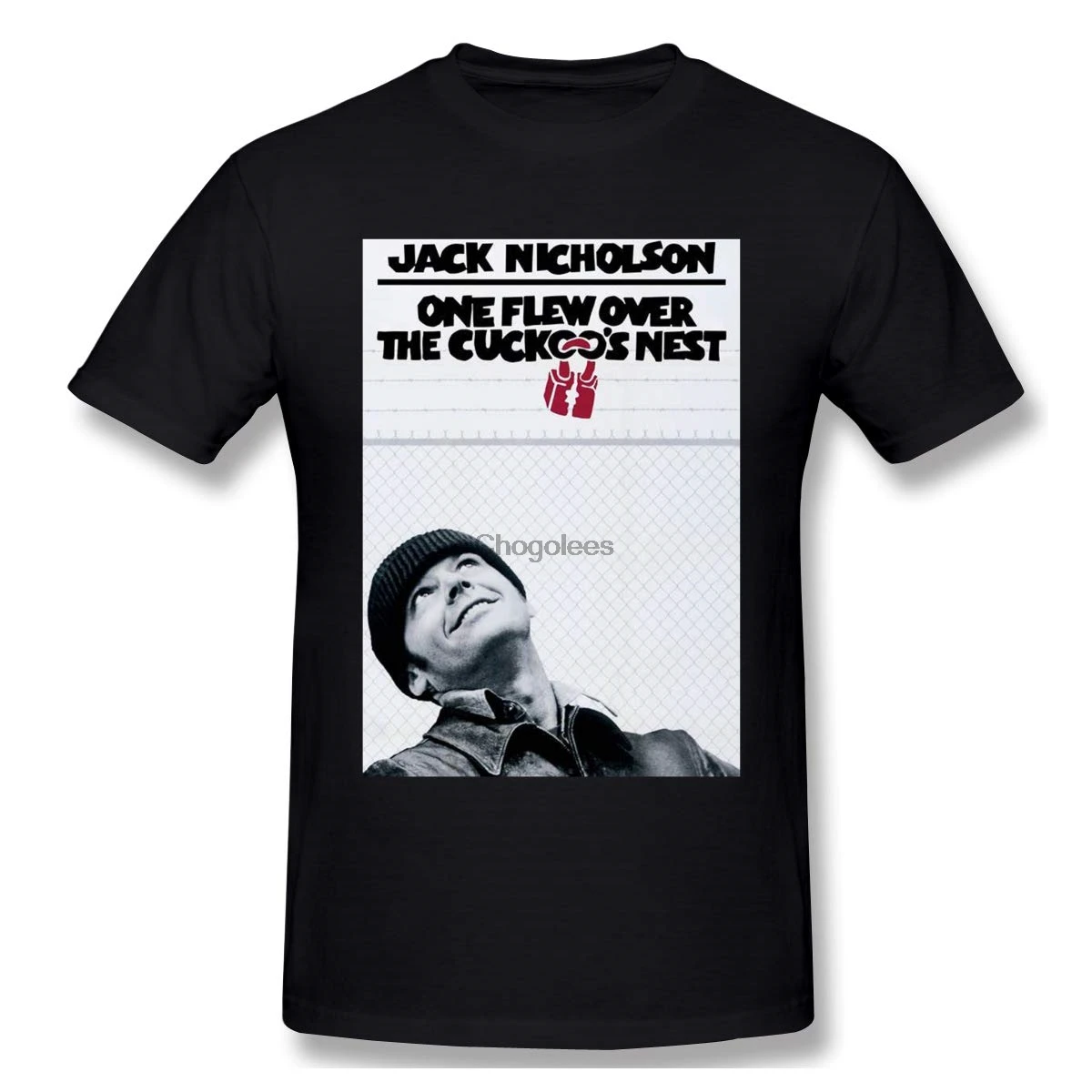 Белая темно-синяя мужская футболка Джек Николсон один летел над гнездом Модные
