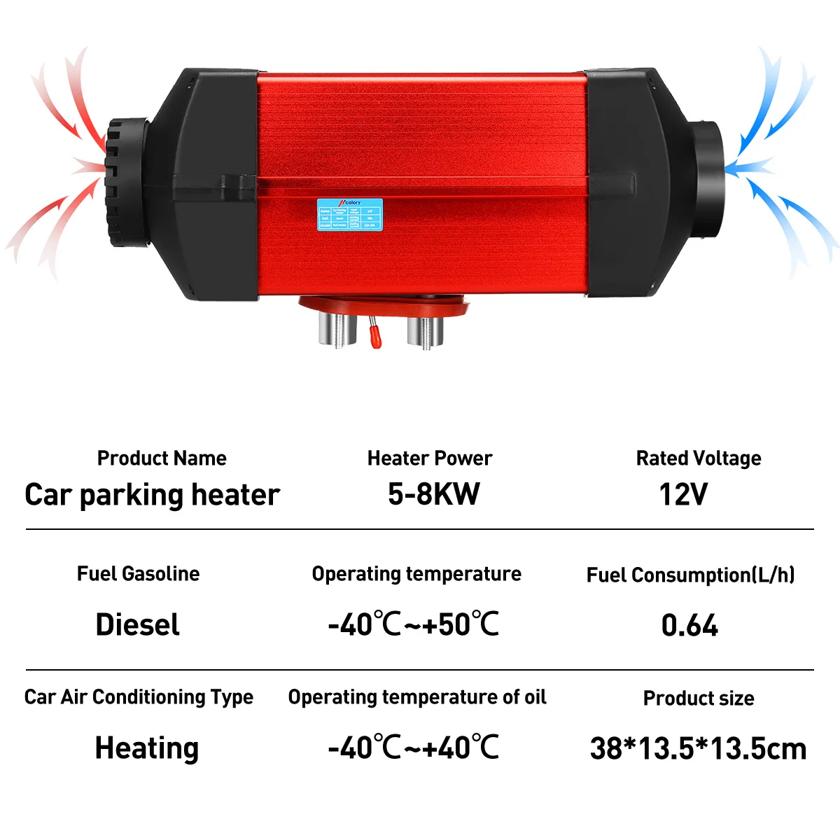 $92.97 Hcalory 12V 5-8KW LCD Monitor Air Diesels Fuel Aluminum Alloy Heater For Boats Bus Car Heater With Remote Control and Silencer