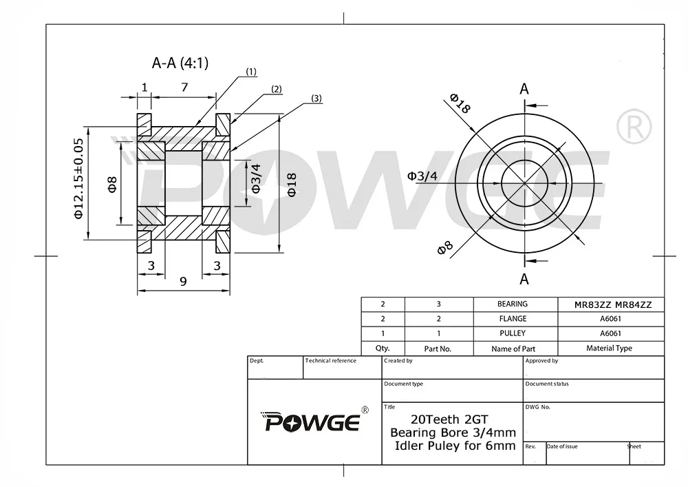 POWGE 2 м 2GT 20 Зубы синхронное колесо Натяжной шкиф с Диаметр 3/4/5 мм подшипником