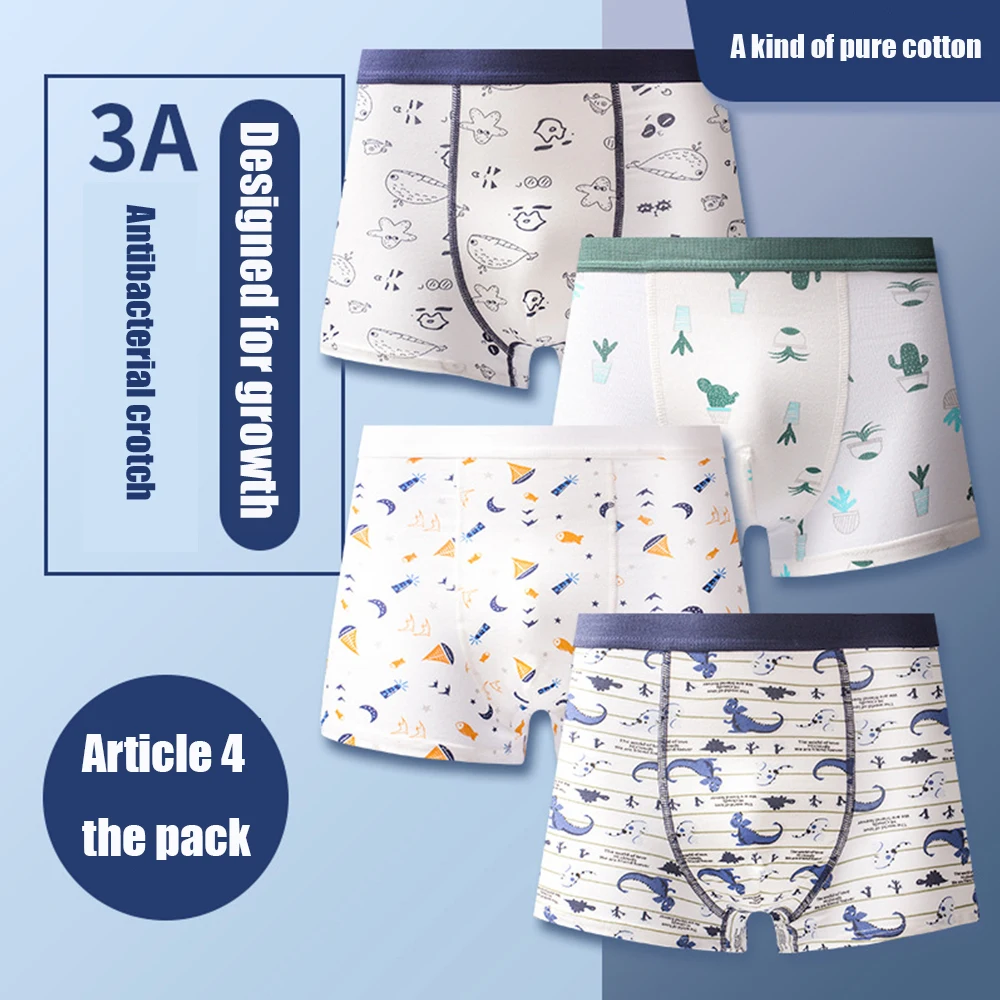 Los ni&ntilde;os ropa interior para ni&ntilde;os pantalones cortos de dibujos animados de algod&oacute;n suave ropa interior de los ni&ntilde;os grandes bragas 4 unids/lote-0