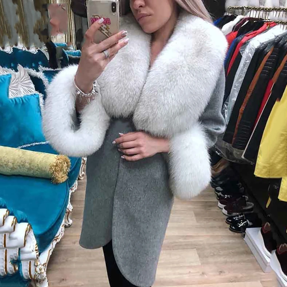 Женское пальто из натурального меха TOPFUR роскошное шерстяное теплое с толстым