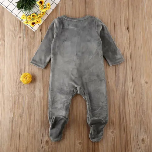Newborn Infant Baby Girl Boy Romper Clothes Velvet Solid Long Sleeve Single Breasted Jumpsuit Outfits | Мать и ребенок