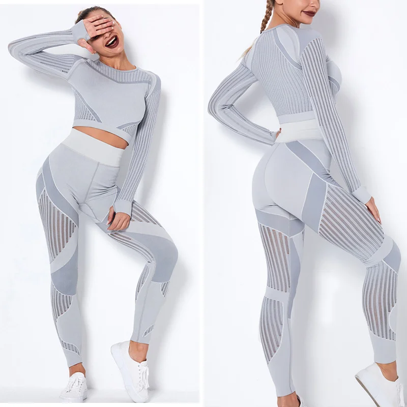 

Бесшовный комплект для йоги, спортивный костюм, одежда для тренировок для женщин, спортивная одежда, комплект для спортзала, короткий топ с ...