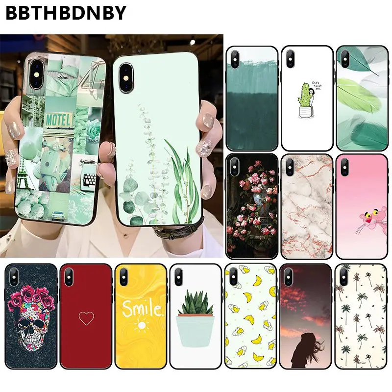 Чехол для телефона растения Фрукты кактус черный мягкий чехол из ТПУ iPhone 11 pro XS MAX 8