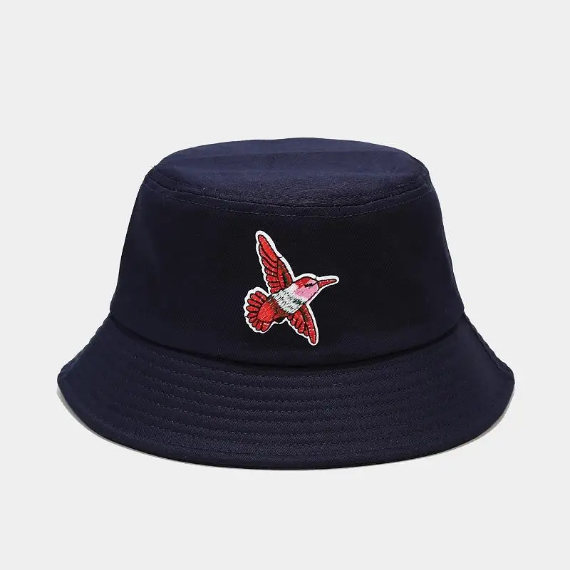 

LDSLYJR 2021 cotton bird embroidery Bucket Hat Fisherman Hat outdoor travel hat Sun Cap Hats for Men and Women 13