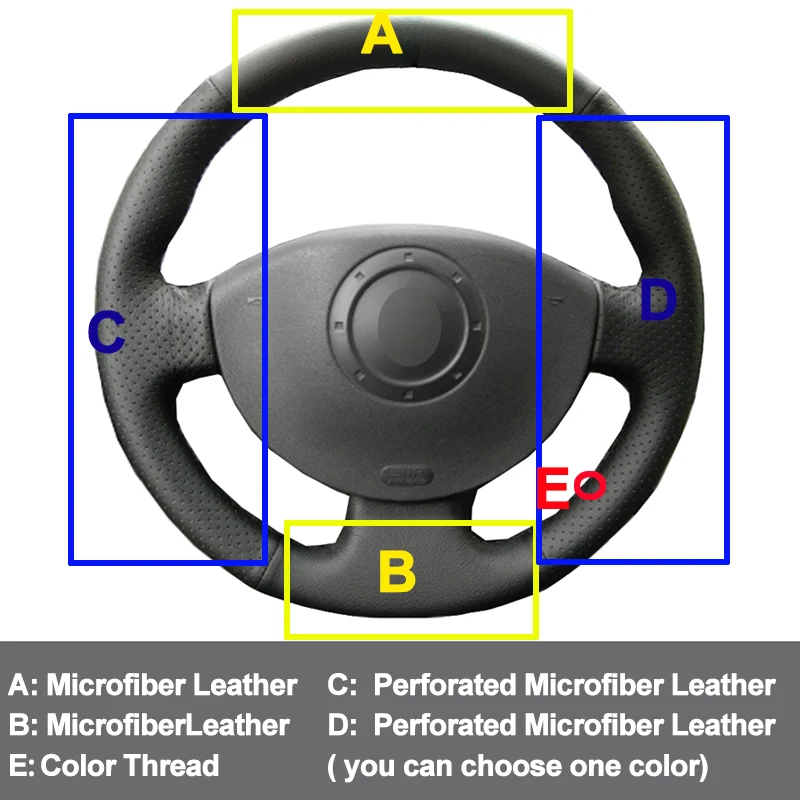 Автомобильный чехол на руль Renault Megane 2 2002 - 2009 Kangoo (ZE) 2008 2013 Scenic 2003-2009 Волан 2004 2005 2006 |