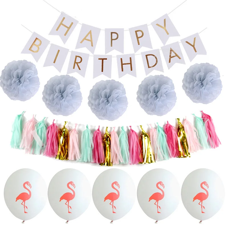 36 шт. летние Вечерние Декорации с фламинго баннеры для дня рождения латексные