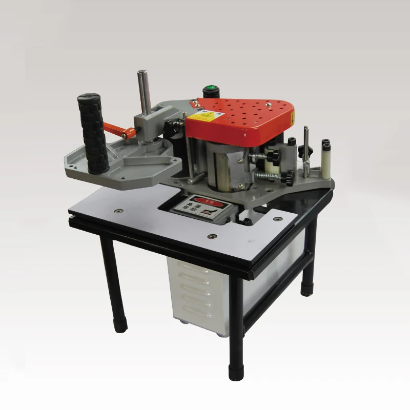 

Small home improvement portable adjustable speed double-sided gluing double-glued shaft curve straight edge banding machine.