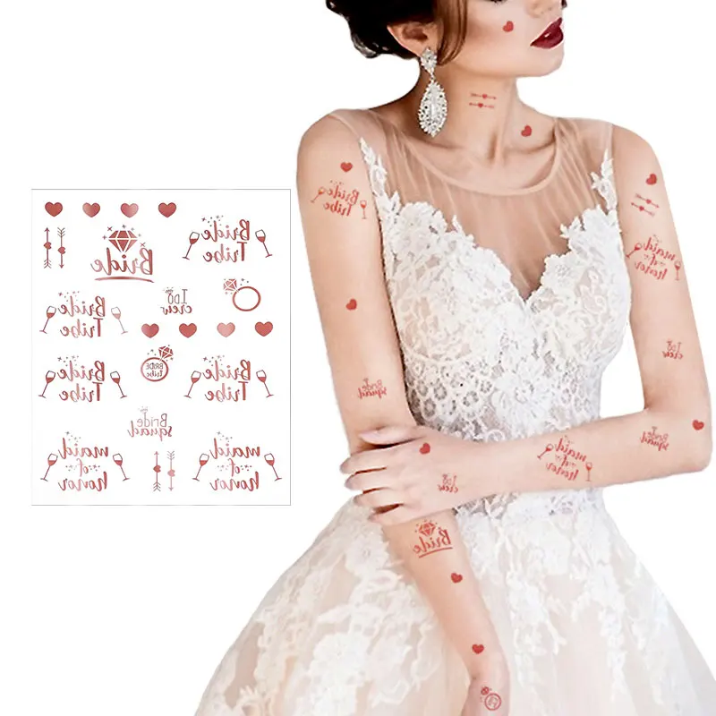 Waterproof Bridesmaid Team Temporary Tattoo Sticker Bride To Be Flash Tattoos Wedding Decor Gift Bachelor Party Bridal Supplies