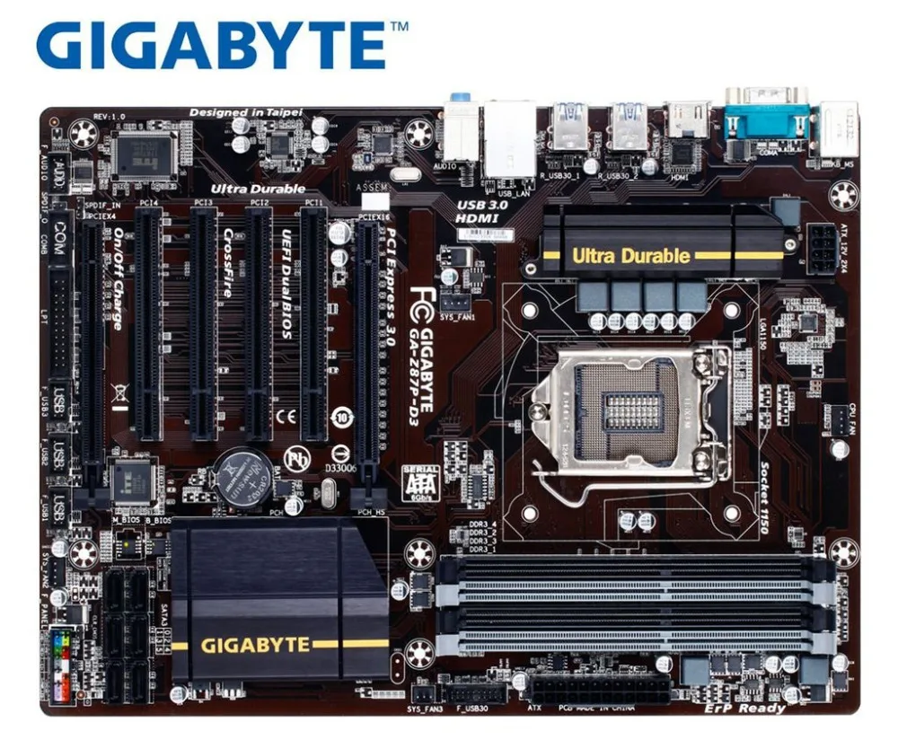 Gigabyte GA Z87P D3 оригинальная материнская плата DDR3 LGA 1150 32 Гб USB2.0 USB3.0 DVI HDMI desktopmotherborad