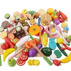 Ролевая игра, деревянная резка, набор для приготовления пищи, Магнитные деревянные овощи, фрукты, кухонный набор, игры, детские игрушки на день рождения, подарки