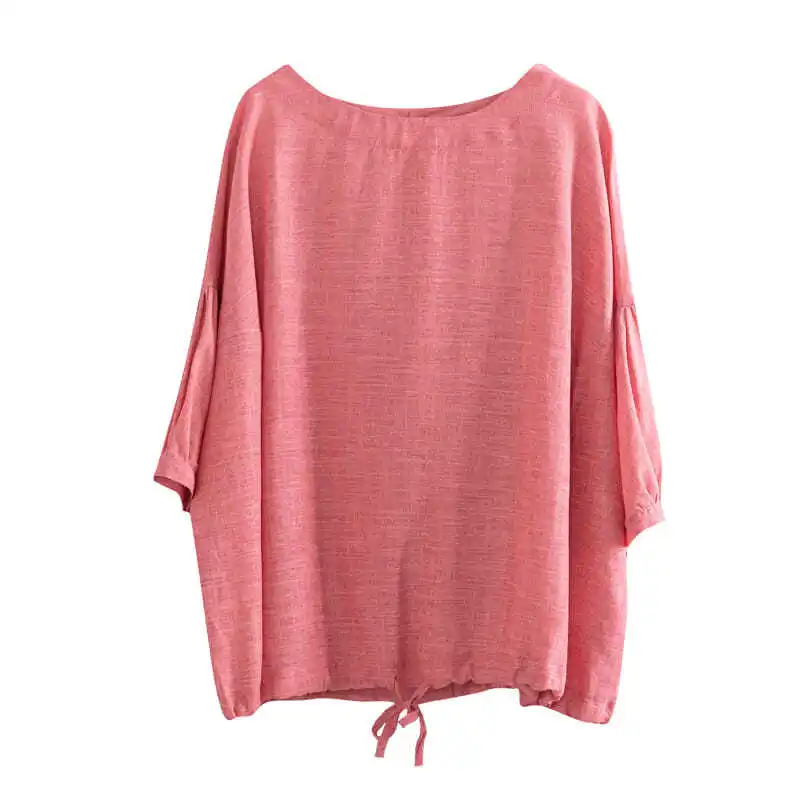 

Loose Large Size Casual T-shirt Women's Mesh T-shirt Tops Drawstring Long Sleeve Cotton Casual Floral Top Summer T-shirts P3 276