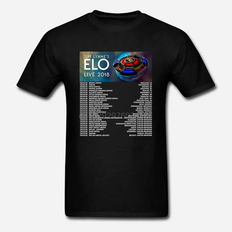 Черная футболка с коротким рукавом JEFF LYNNES TOUR 2018 | Футболки на заказ