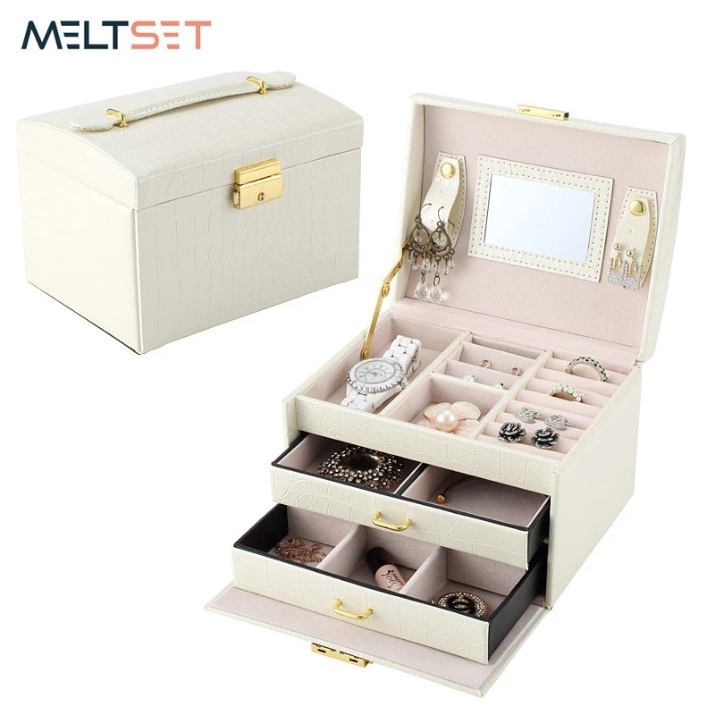 Органайзер для ювелирных украшений с выдвижным ящиком трехуровневая шкатулка