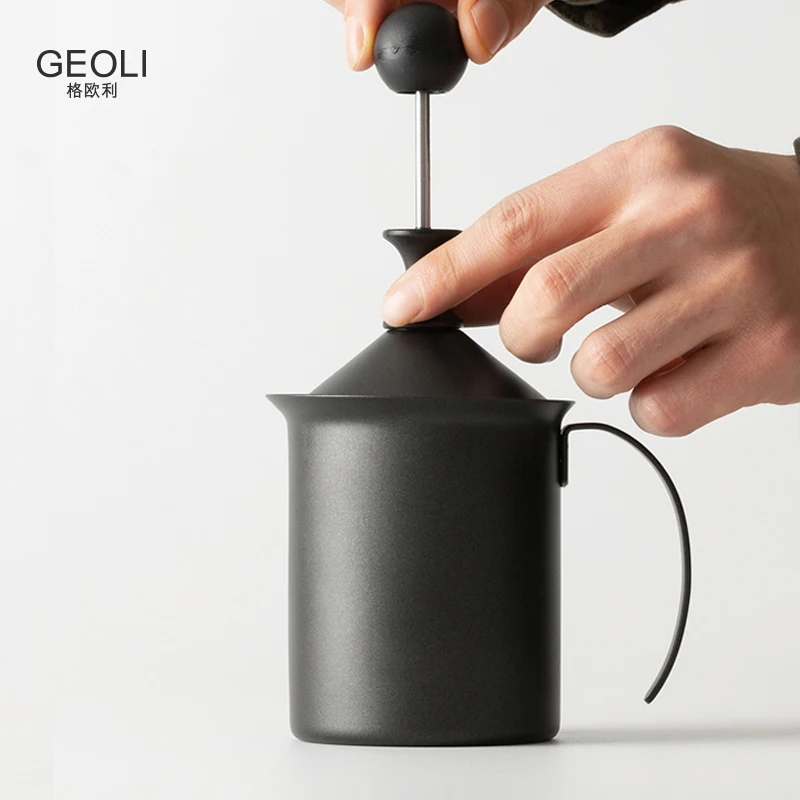 Ручной вспениватель молока Нержавеющая сталь двойной сетки капучино кувшин для