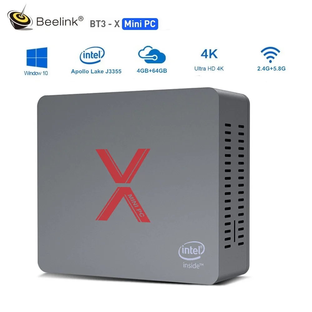 Beelink BT3 X мини ПК Intel Apollo Lake J3355 Windows 10 Graphics 500 LPDDR4 64 Гб EMMC 2 4 ГГц + 5 8 ггц WiFi 1000