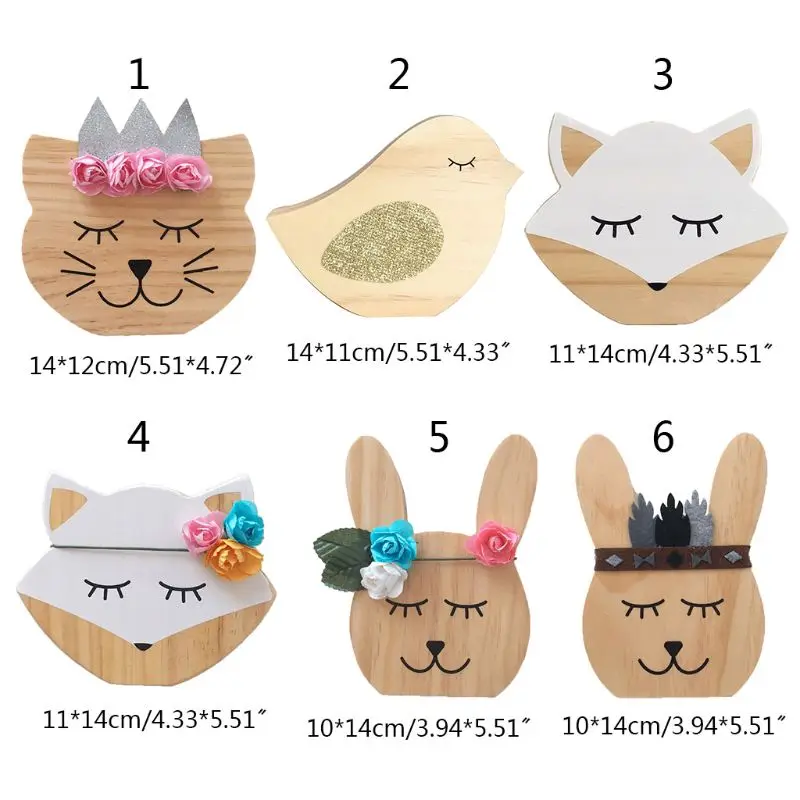 Милый деревянный лиса Медведь Кролик игрушка для детской комнаты украшение в