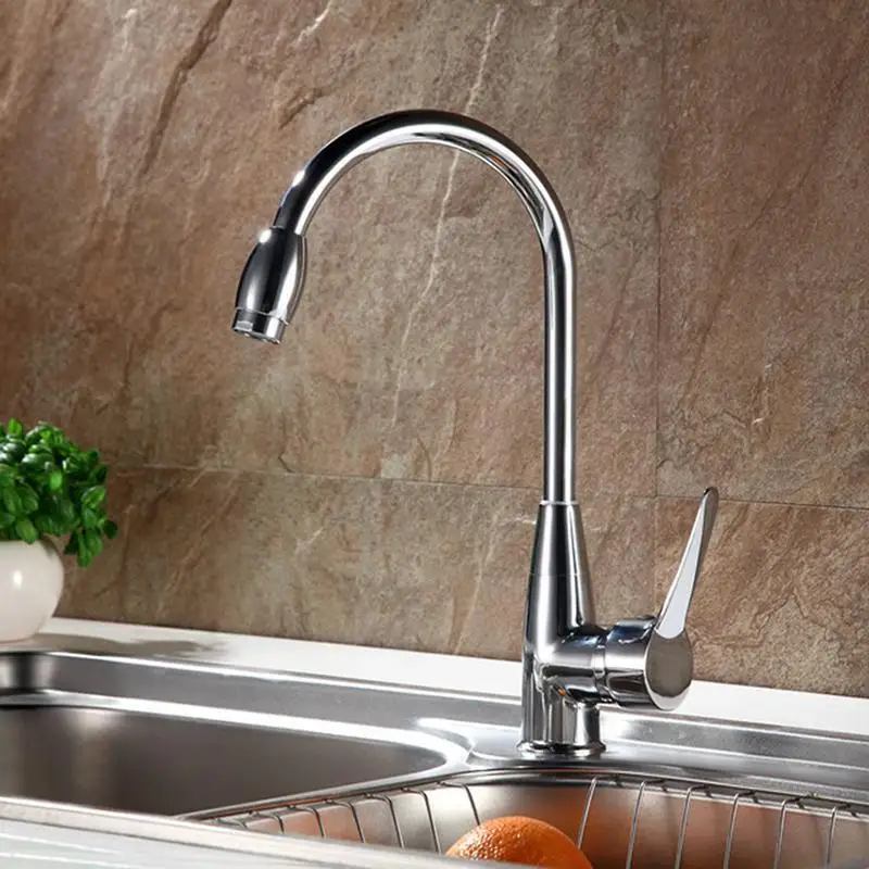 

Kitchen Faucets Single Handle Single Hole Kitchen Faucet Hot Water 360 Degree Rotation Mixers Tap & Sink Faucet Cold A6D4