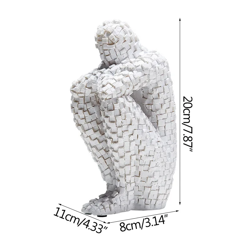 

Nordic Mosaic Squat Character Artware Sculpture Home Decoration Accessories Modern Figure Resin Statue Room Craft Figurine Gift