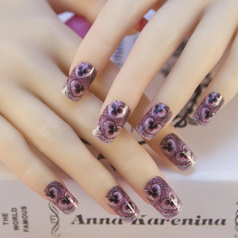 Мода 24 шт./компл. 10 размеров накладные ногти полное покрытие французские с