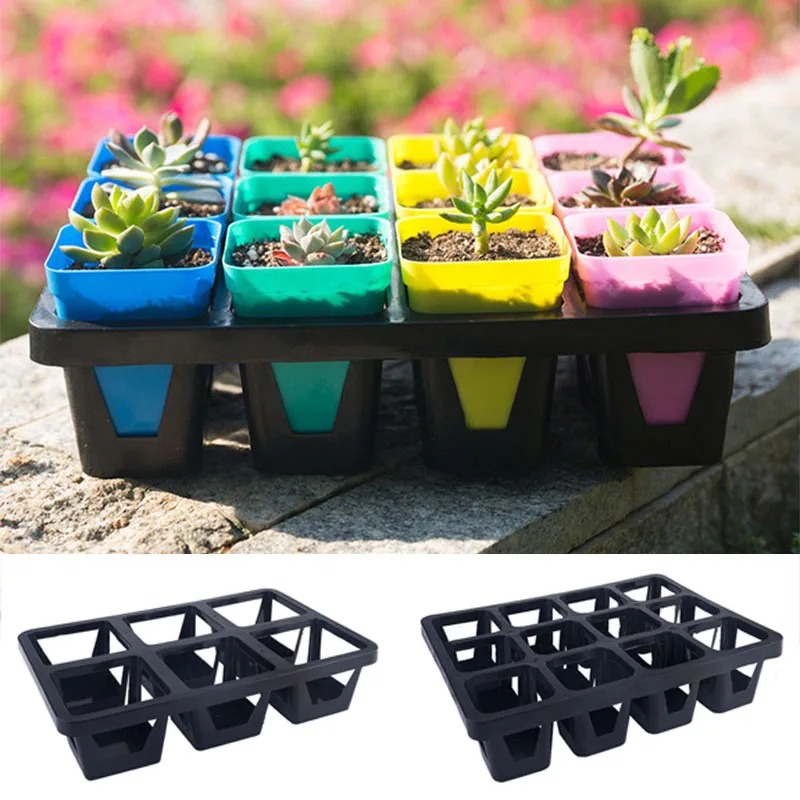 

Seedling Tray Nursery Pots Black Square Succulent Flower Pot Plastic Bracket Size Color Flower Pots and Trays Multi-meat Size