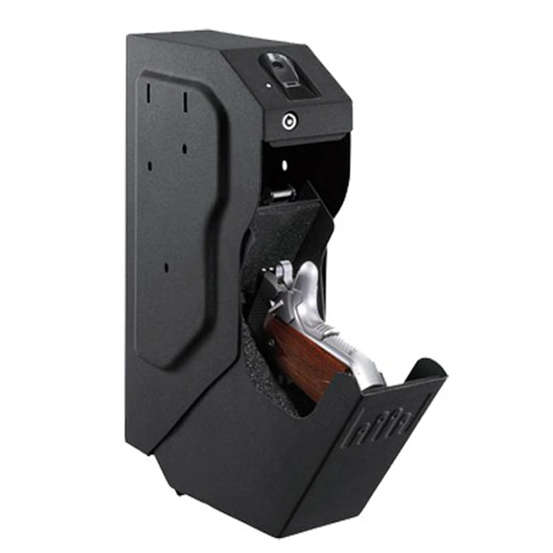 

Fingerprint Lock Gun Safes Biometric with Spare Key Lock Fingertips Quick Access Biometric Handgun Desk Safe Pistol Strongbox