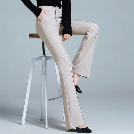 Autumn new women's pants high waist stretch thin flared pants casual straight trousers drape micro trousers women's trousers