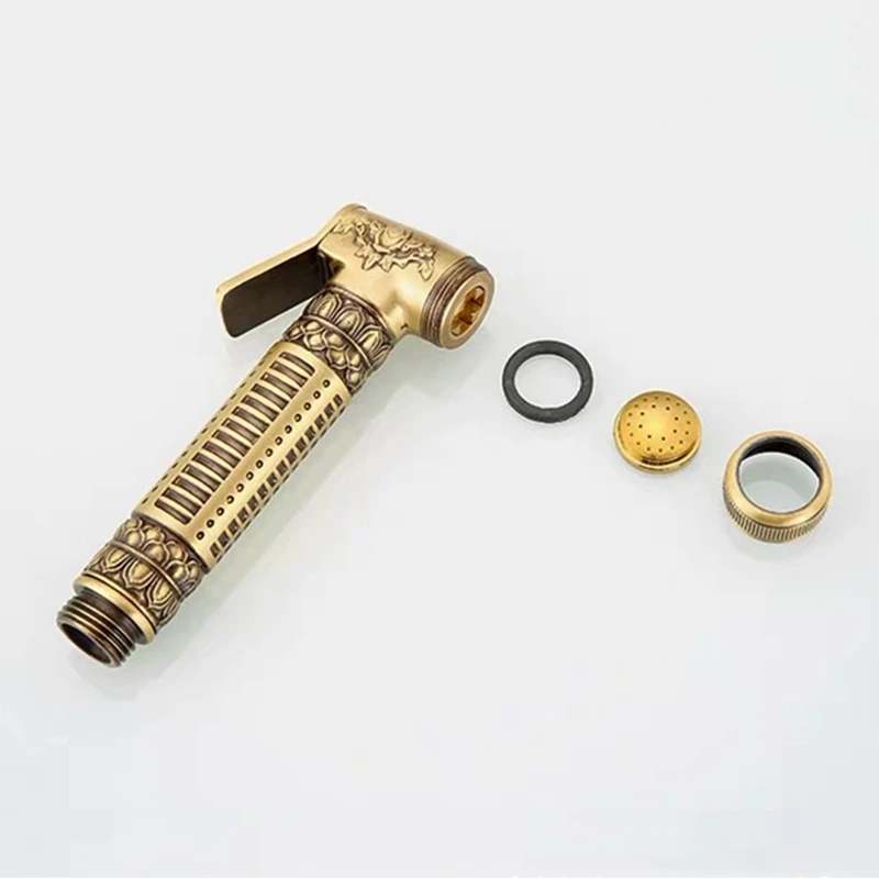 Комплект пистолета-распылителя для биде золотистый латунный дизайн с узором
