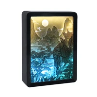 7 sheets 3d picture frame shadow box led lamp landscape painting living room decoration luxury giveaways diy art crafts display