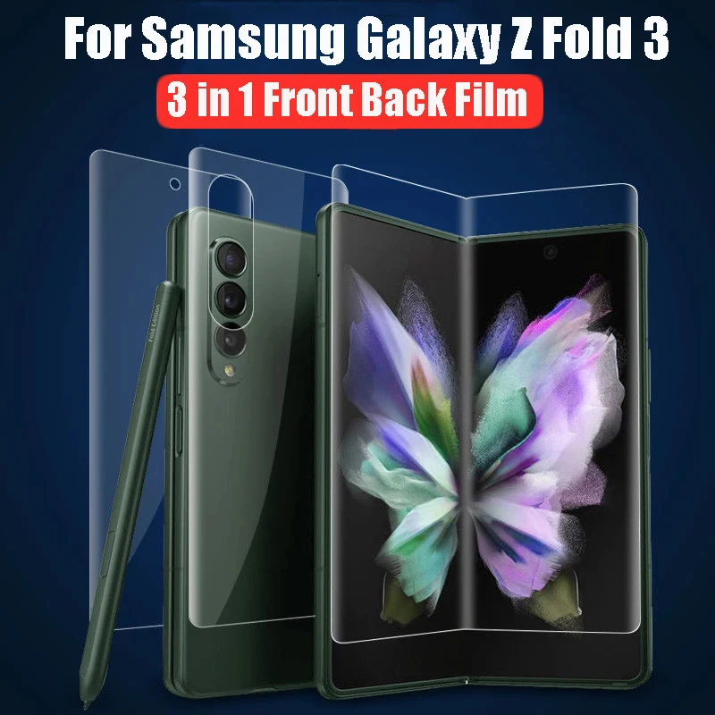 

3 In 1 HD Clear Front Back phone Soft Front Back Anti-shock Protective Film Soft Screen Protector for Samsung Z Fold 3 Fold3