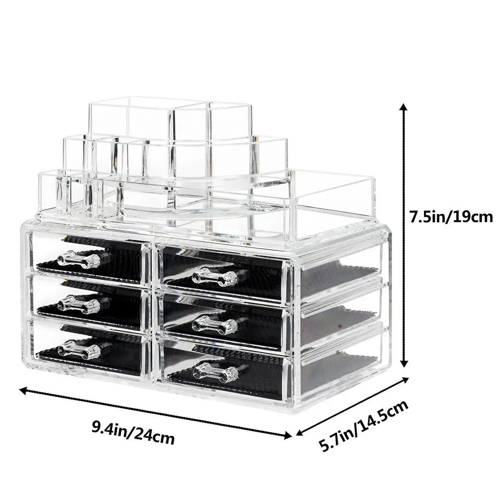 

2pcs/set Acrylic Jewelry Cosmetic Storage Display Box Makeup Organizer Case
