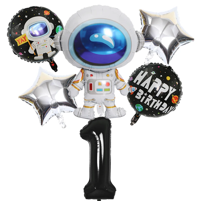 Набор воздушных шаров из фольги в виде астронавта и ракеты для вечеринки космосе