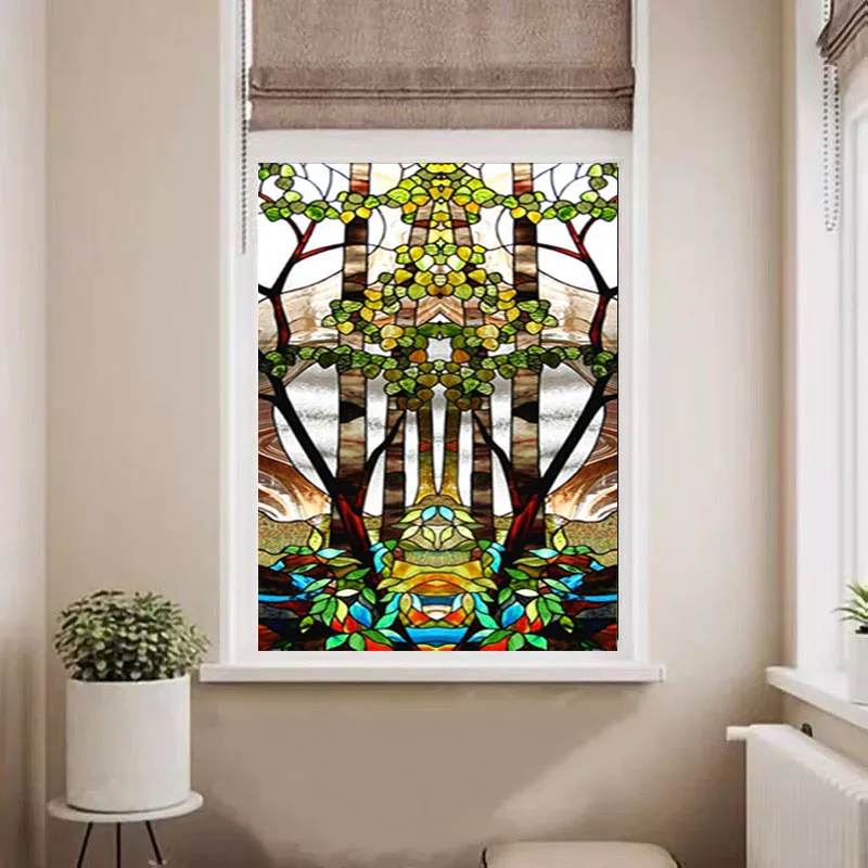 Цветная матовая оконная пленка для церкви декоративная витражная наклейка