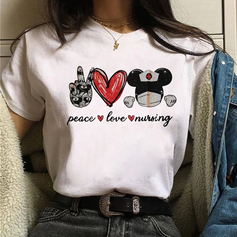 

Peace Love Dogs Print Tshirt Fashion Women T Shirt Harajuku Graphic Tops Tee Cartoon Cute Tees Shirts Female Graphic T-shirt