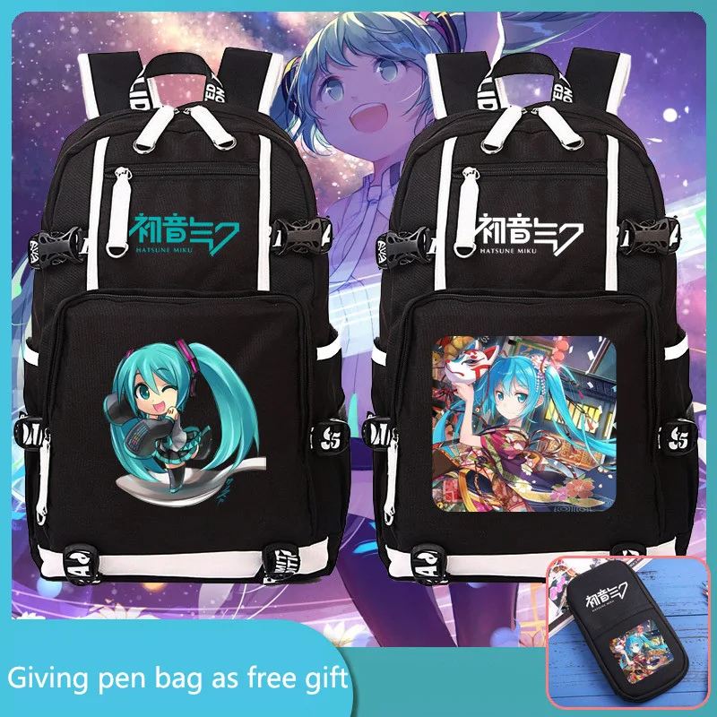 Модная Аниме Хацунэ Мику Vocaloid Студенческая сумка для отдыха и путешествий с usb зарядным портом школьные сумки для подростков мальчиков и девочек