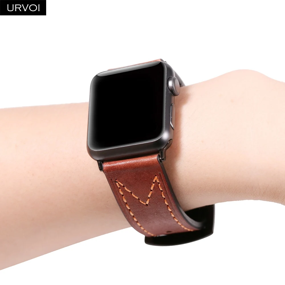 Ремешок URVOI для Apple Watch первый слой винтажный кожаный ремешок серии M 6 SE 5 4 3 2 1 iwatch 38