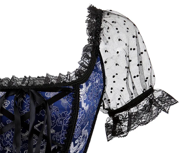 

corset top off shoulder plus size burlesque costumes floral lace up bustiers & corsets overbust straps sleeve vintage sexy party