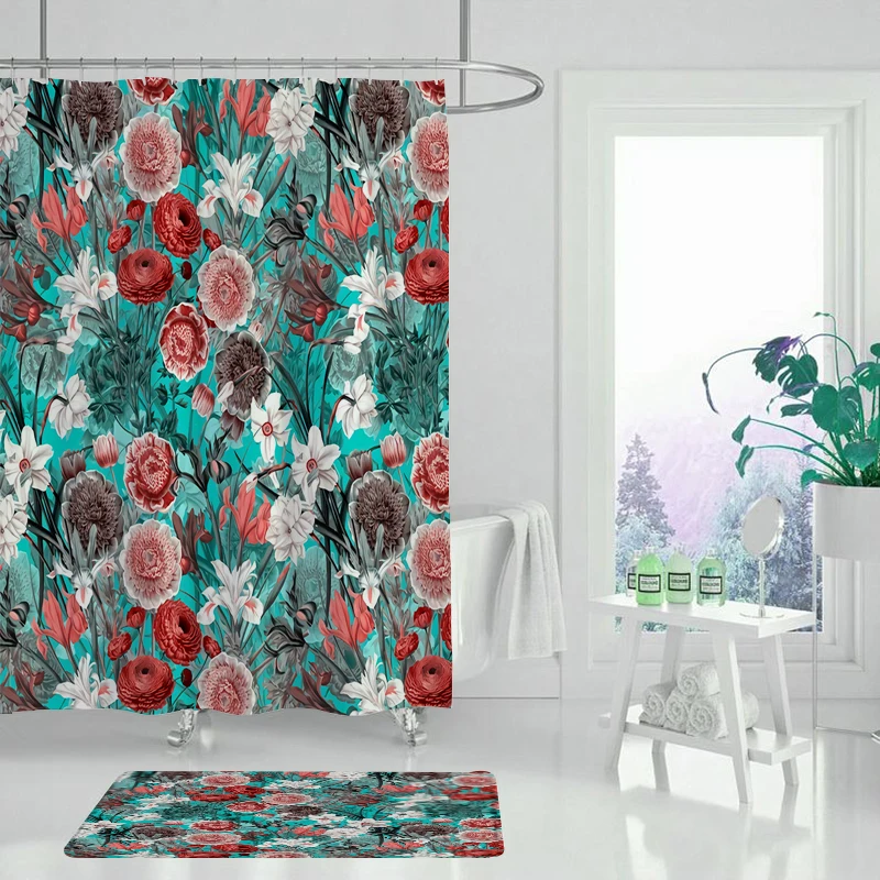 Шторка для душа 180x200 см зеленая Водонепроницаемая занавеска ванной из полиэстера