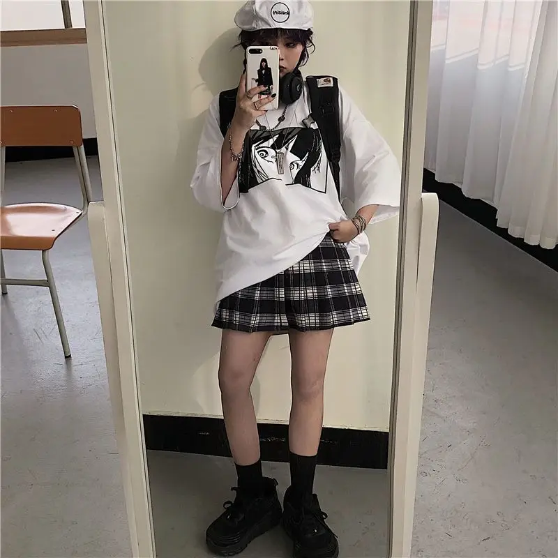

T-shirt Female Dark Summer Anime Print Korean Version Of Loose Casual Cotton Short-sleeved T-shirt Female Student Top Tops